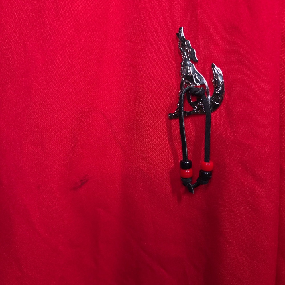 VTG Western Collection Red Rodeo Dress Fringe Concho Wolf M USA Circle Skirt - Picture 7 of 14